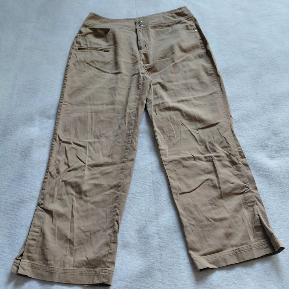 Chicos Womens Beige Khaki Pants Size 0 Cotton Stretch Casual Straight Leg Preppy